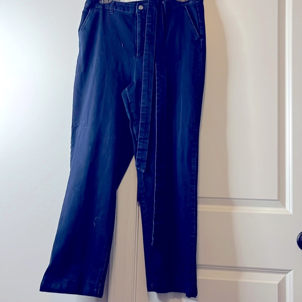 Blue faux denim pants